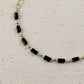 18k Gold Filled 2 mm Black Baguette & Beads Bracelet