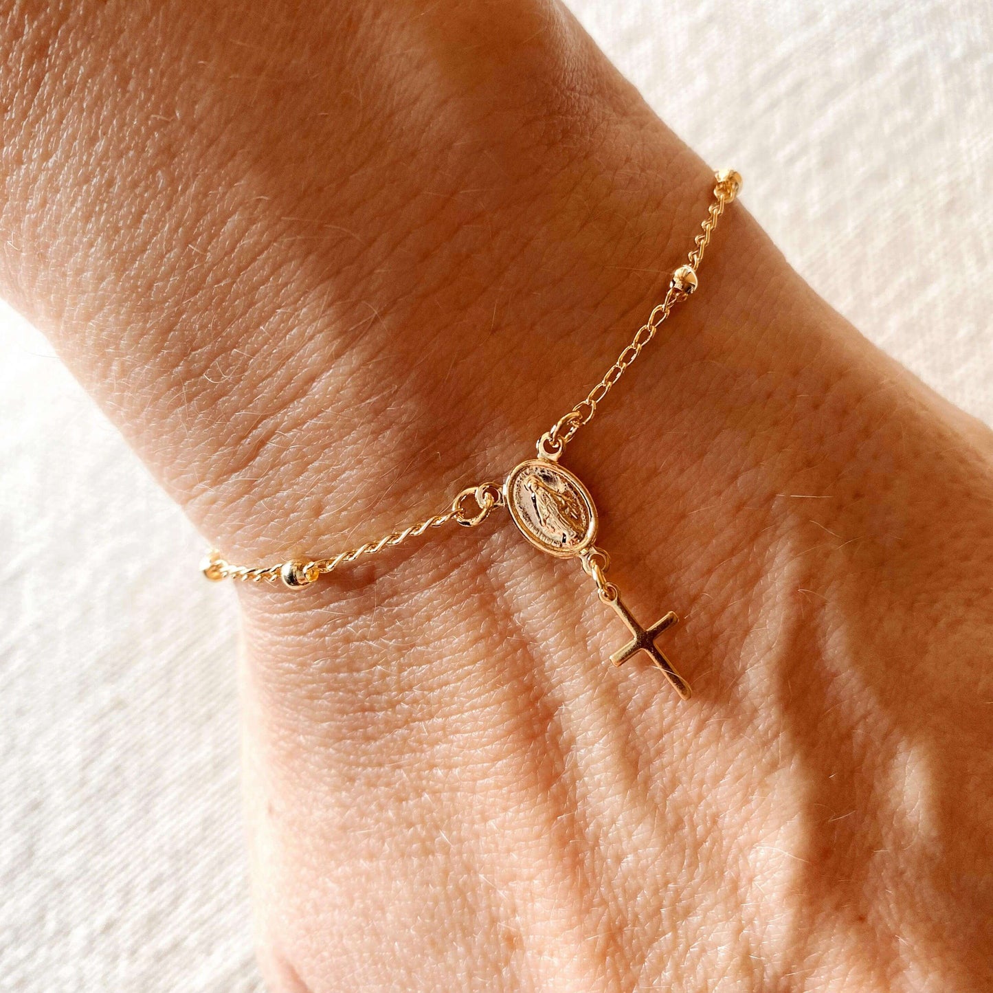 18k Gold Filled Delicate Rosary Bracelet