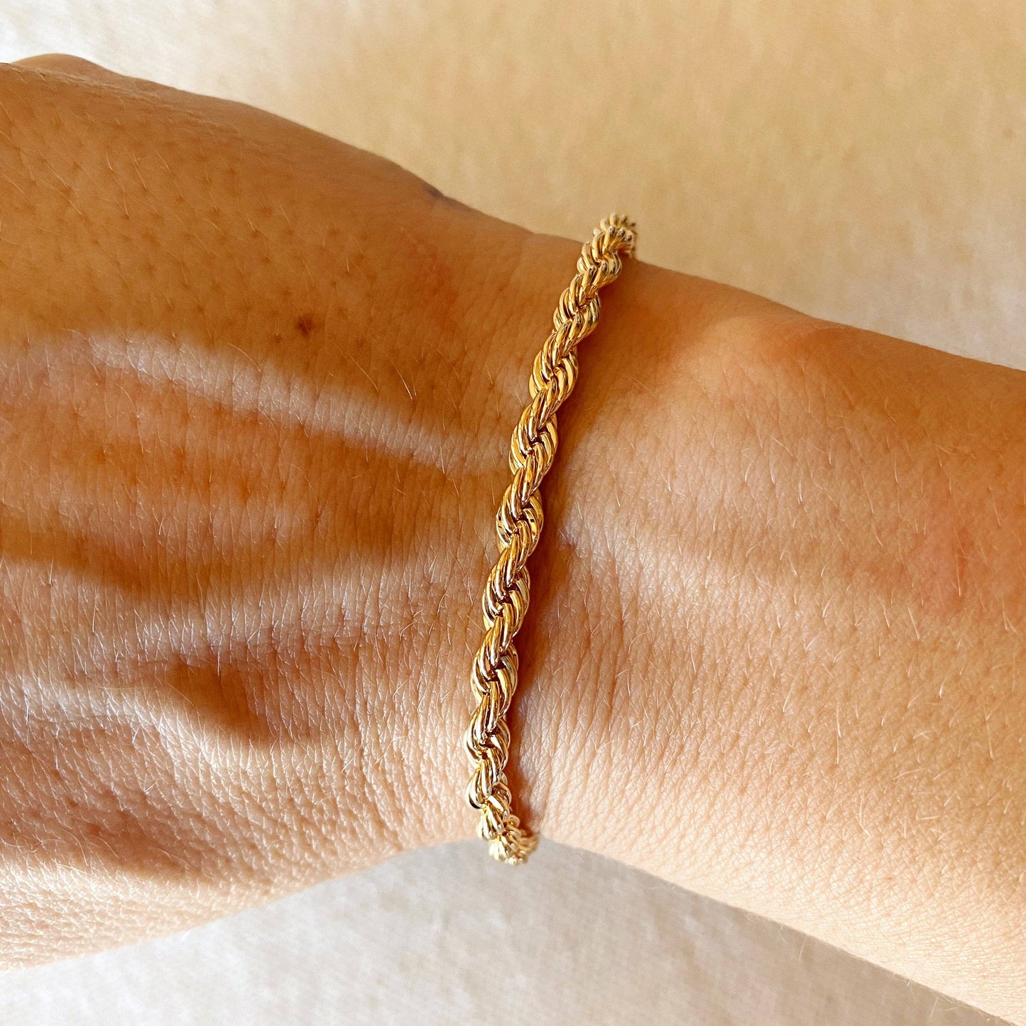 18k Gold Filled 4mm Rope Bracelet: 6 inches