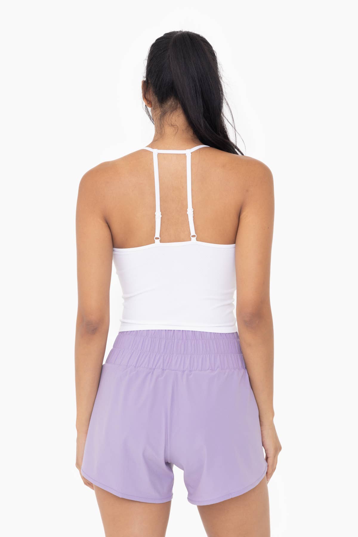 Seamless Ribbed T-Strap Tank Top: White