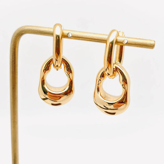 18K Gold Plated Geometric Huggie Earrings