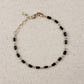 18k Gold Filled 2 mm Black Baguette & Beads Bracelet