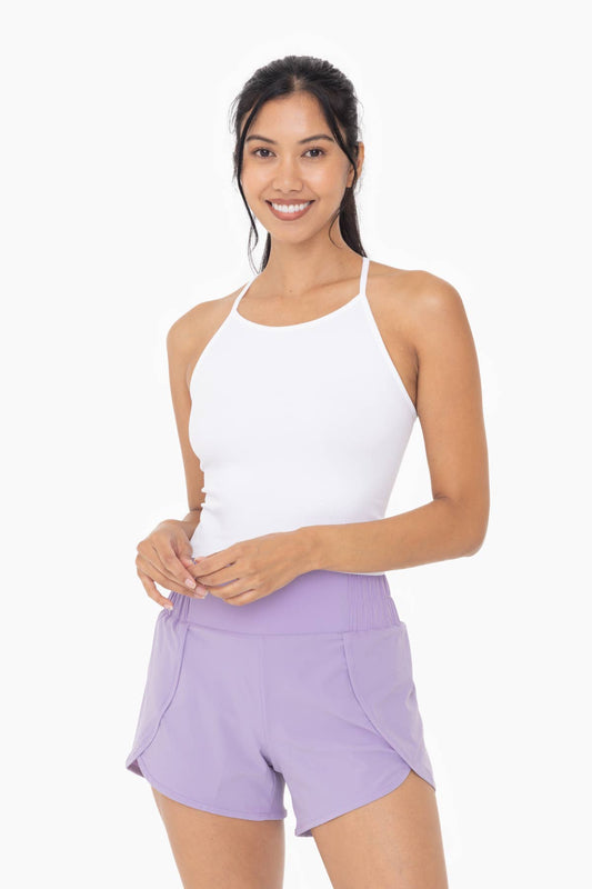 Seamless Ribbed T-Strap Tank Top: White