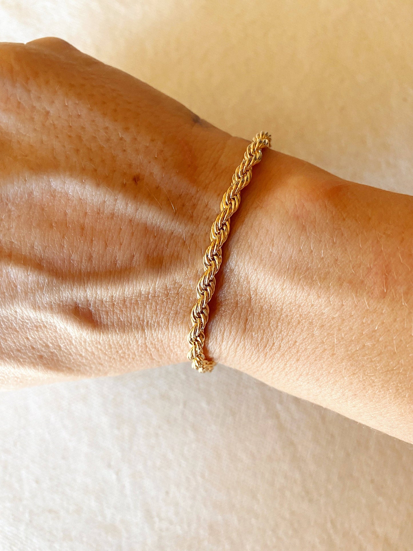 18k Gold Filled 4mm Rope Bracelet: 6 inches