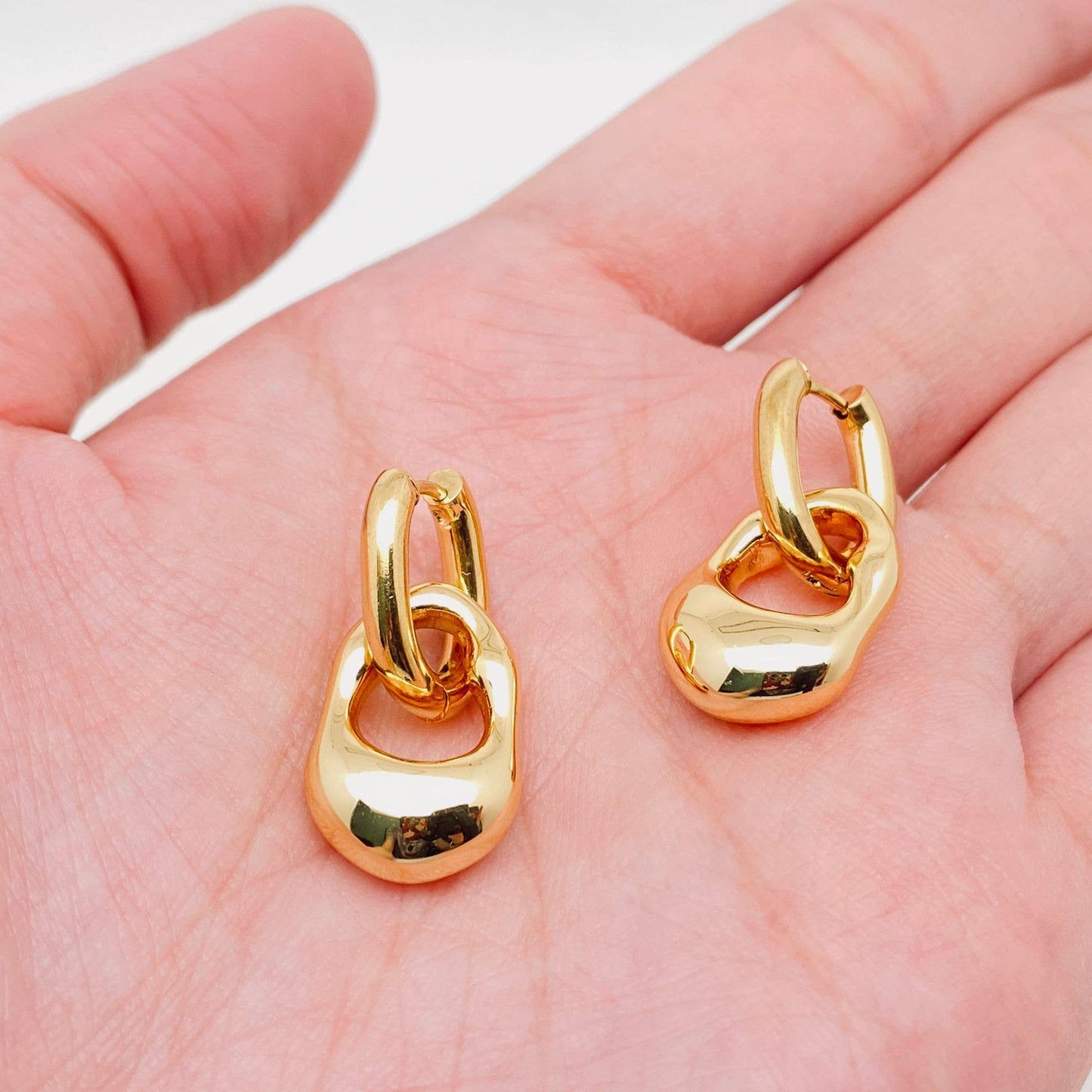 18K Gold Plated Geometric Huggie Earrings