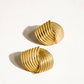 Athens 18K Non-Tarnish Wavy Studs: Yellow Gold